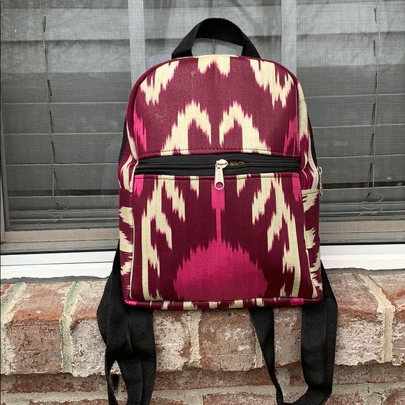 Backpack Ikat Adras Silk Cotton Handwoven Handwork - Picture 1 of 3